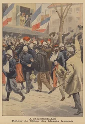 French soldiers wounded fighting the Boxers in China arriving back in Marseilles